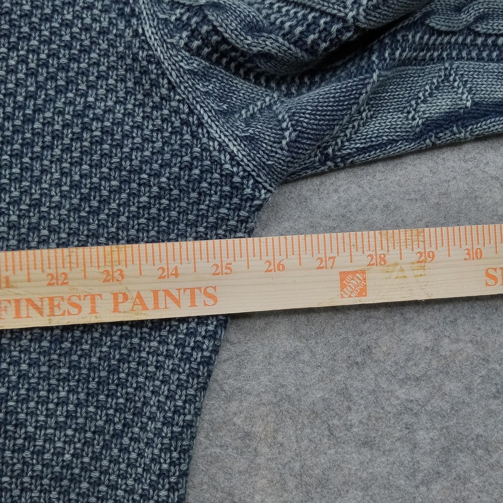 Carbon 2 Cobalt Sweater Mens 2XL Blue Linen Cotton Mock Neck Cable Knit Pullover - Picture 5 of 6